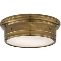 Large Flush Ceiling Light with Glass Cover - Brass, Metal