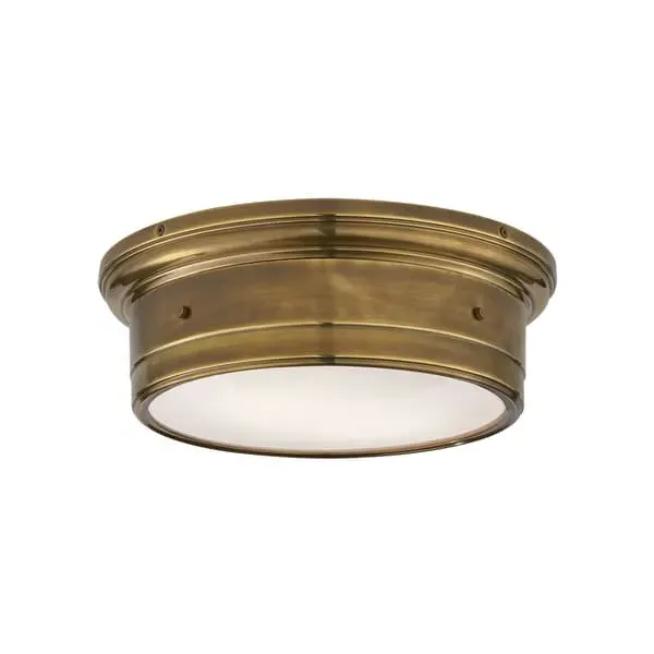 Large Flush Ceiling Light with Glass Cover - Brass, Metal