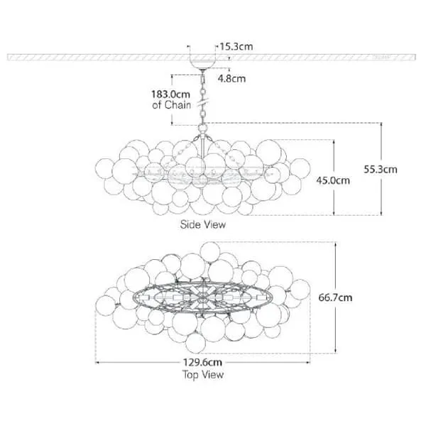 Large Glass Orb Chandelier - Silver, Glass