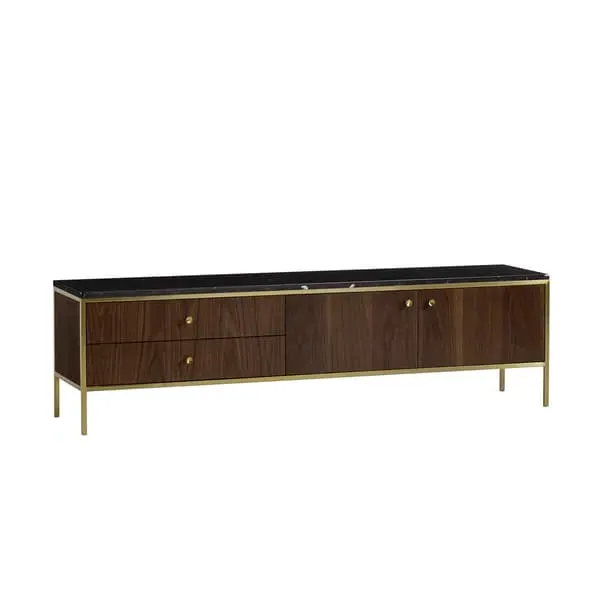 Large Media Unit with Storage - Dark Wood, Oak Veneer image
