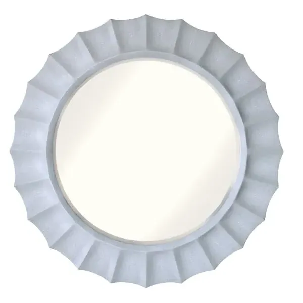 Large Mirror with Textured Frame - Light Grey