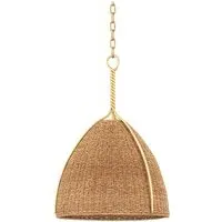 Large Pendant Light - Brown, Woven Shade