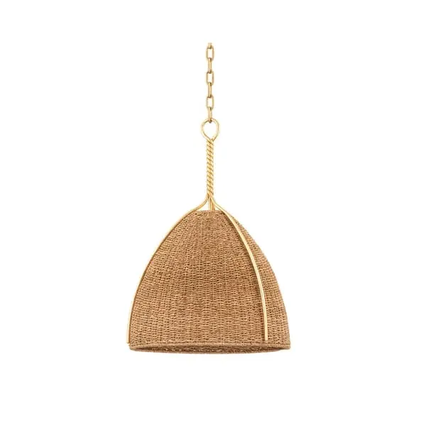Large Pendant Light - Brown, Woven Shade