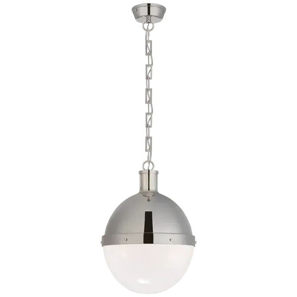 Large Pendant Light - Polished Nickel, Glass