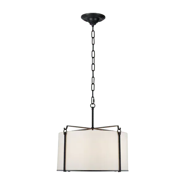Large Pendant Light with Paper Shade - Black, Metal image