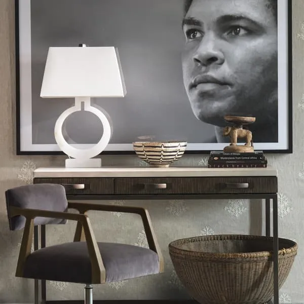 Large Ring Table Lamp - Alabaster, Paper Shade