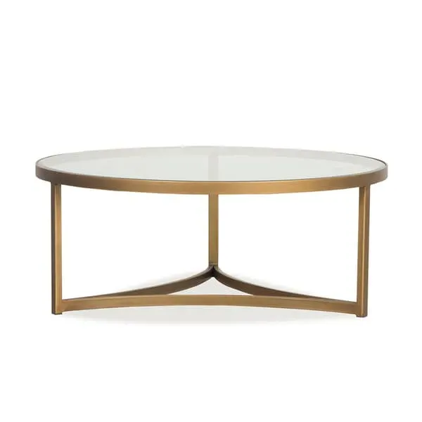 Large Round Coffee Table - Brass, Glass