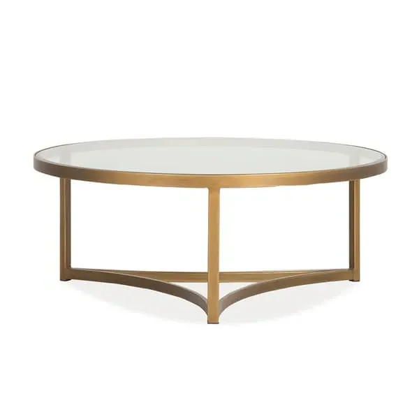Large Round Coffee Table - Brass, Glass