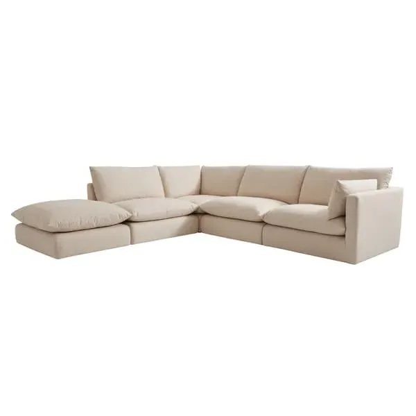 Large Sectional Sofa with Wrap Around Arms - Light Neutral, Linen image