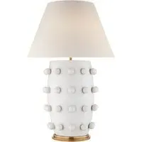 Large Table Lamp with Bobble Detail - White, Plaster