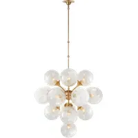 Large Tiered Chandelier with Globe Lights - Brass, Metal