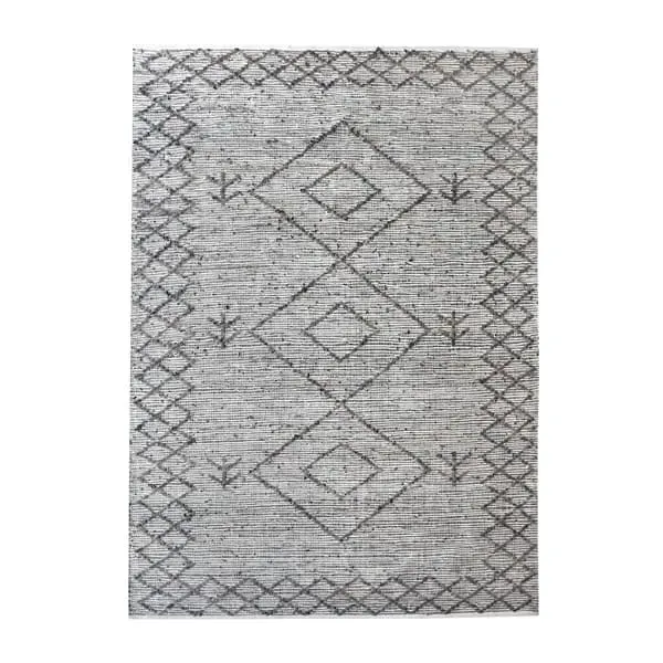 Large Tribal Handwoven Rug - Taupe, Leather Blend