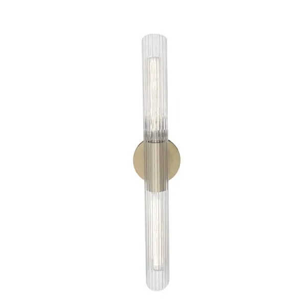 Large Wall Light with Faceted Glass - Brass