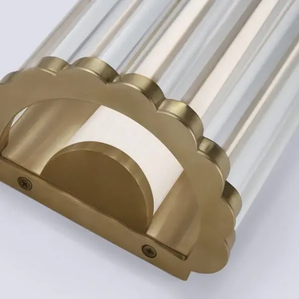 Large Wall Light with Glass Rods - Brass, Metal