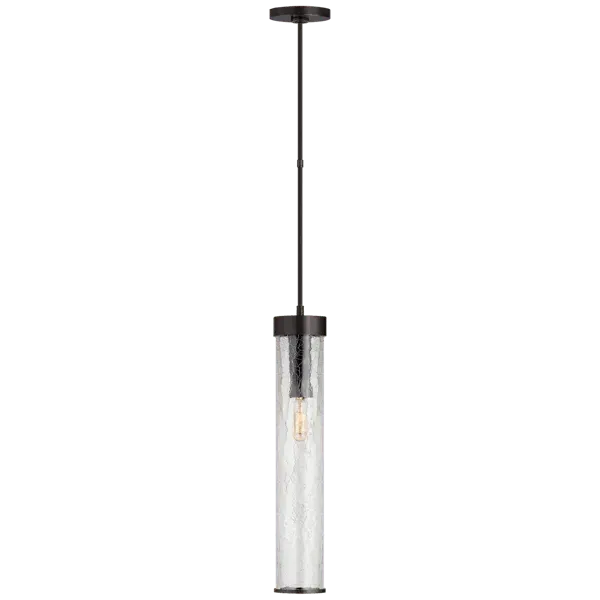 Liaison Pendant Light with Crackled Glass - Bronze image