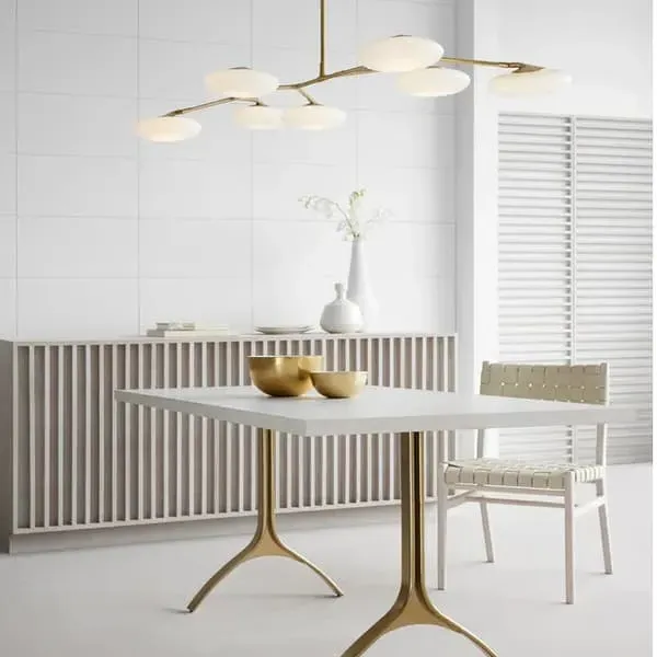 Linear Chandelier with Rotating Shades - Soft Brass