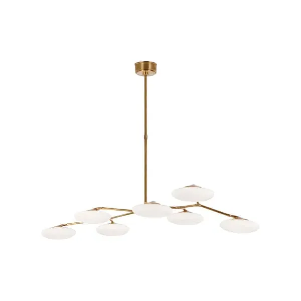 Linear Chandelier with Rotating Shades - Soft Brass