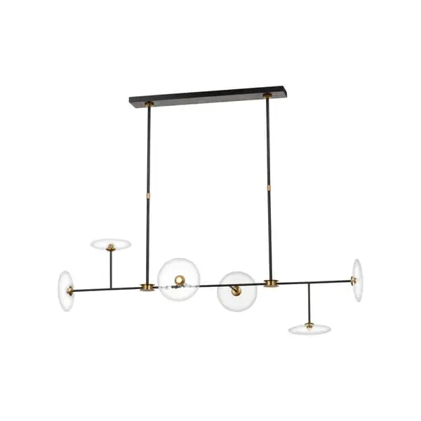 Linear Glass Disc Chandelier - Brass, Glass image
