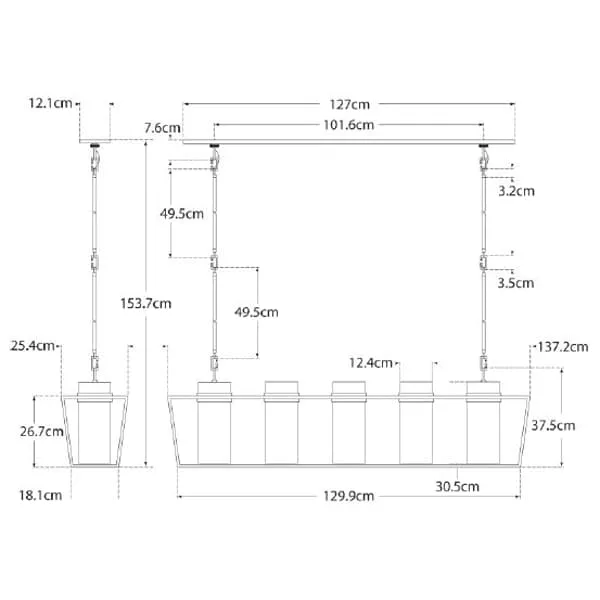 Linear Pendant Light - Polished Nickel, Glass