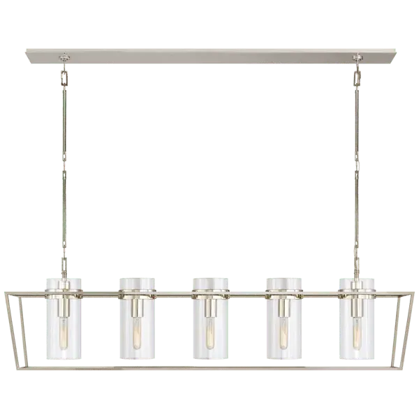 Linear Pendant Light - Polished Nickel, Glass