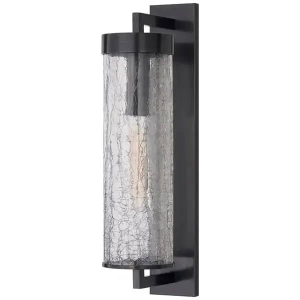 Linear Wall Light with Crackled Glass - Bronze