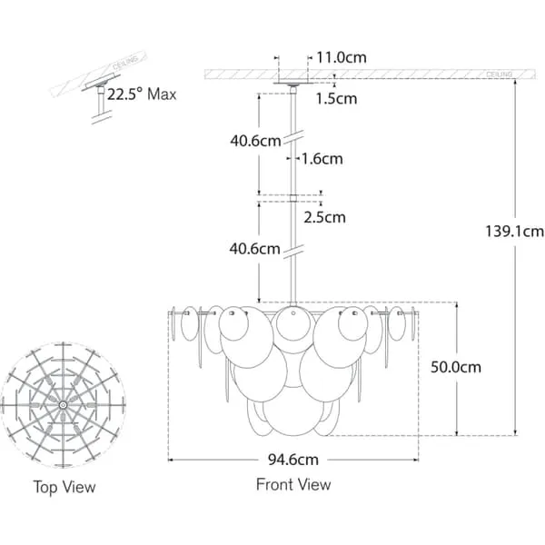 Loire Chandelier - Polished Nickel, Glass