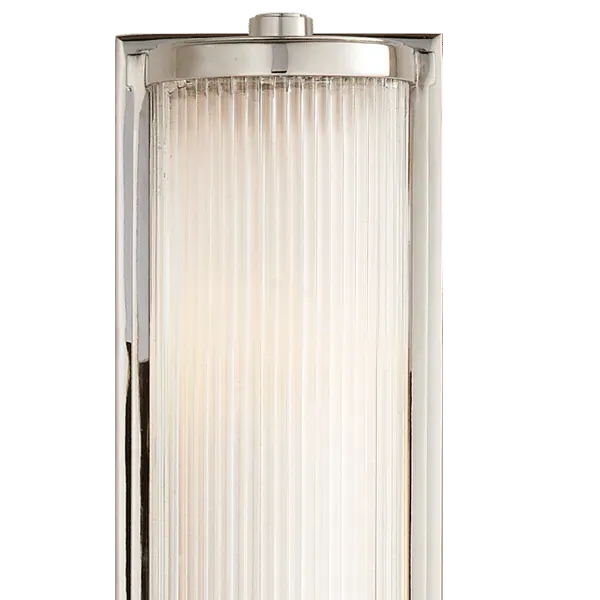 Long Wall Light with Glass Shade - Nickel