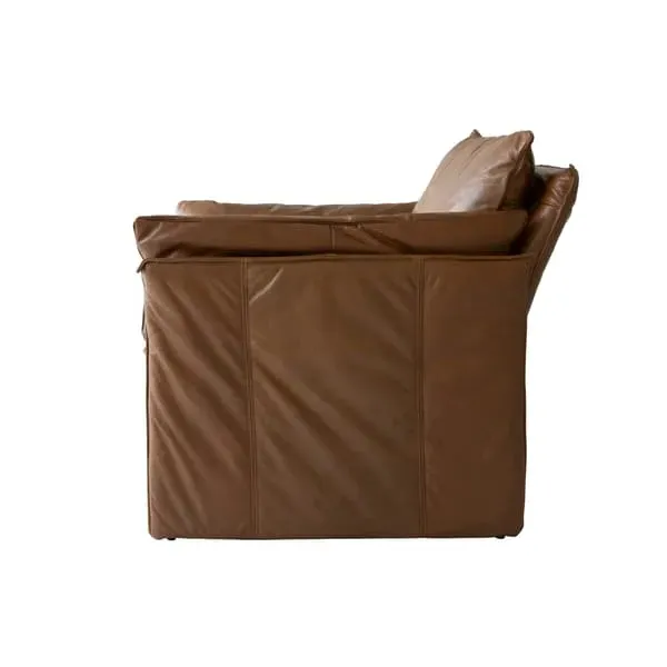 Lounge Chair with Deep Cushions - Brown, Leather