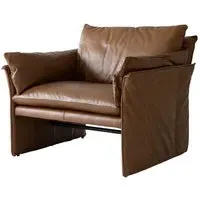 Lounge Chair with Deep Cushions - Brown, Leather