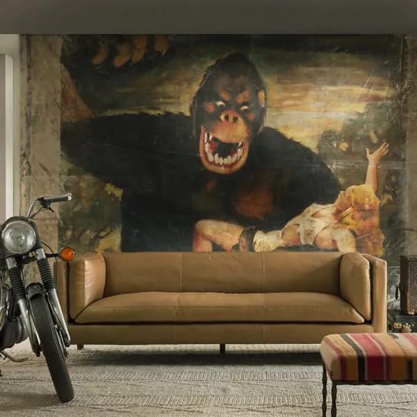 Low-Height Sofa with Square Lines - Bronze, Leather