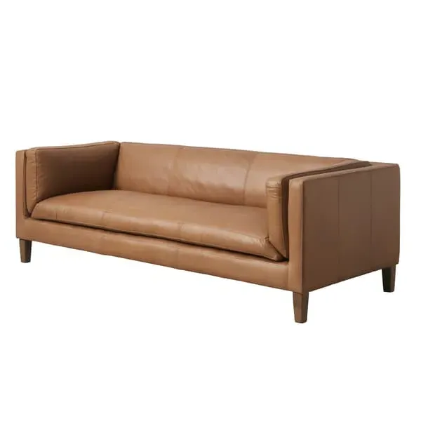 Low-Height Sofa with Square Lines - Bronze, Leather image