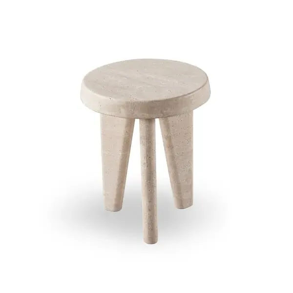 Lucca Round Side Table Tripod Design - Natural, Stone image