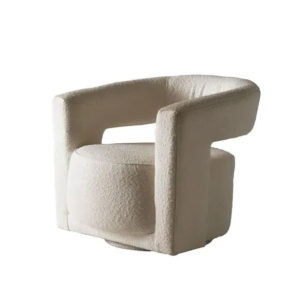 Madison Swivel Chair - Ivory, Boucle