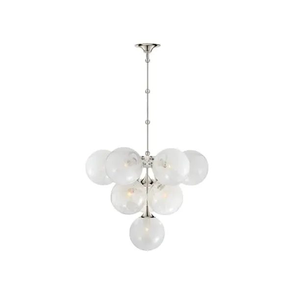Medium Chandelier with Curved Arms - Polished Nickel image