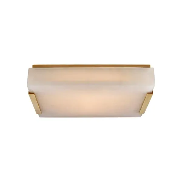 Medium Flush Ceiling Light - Antique-Burnished Brass, Alabaster