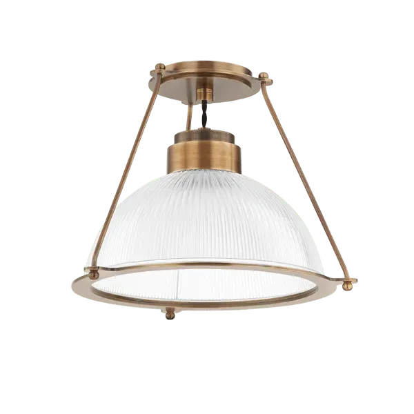 Medium Flush Mount Ceiling Light - Brass, Glass