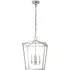 Medium Lantern Pendant with Faux Candle - Nickel, Metal
