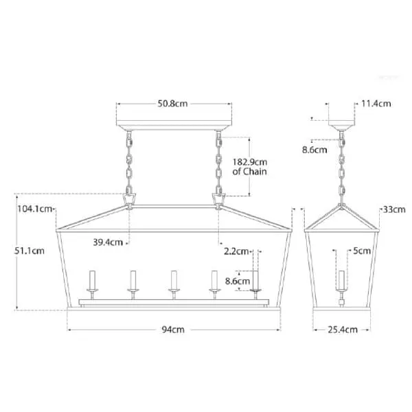 Medium Linear Lantern Pendant - Aged Iron, Steel