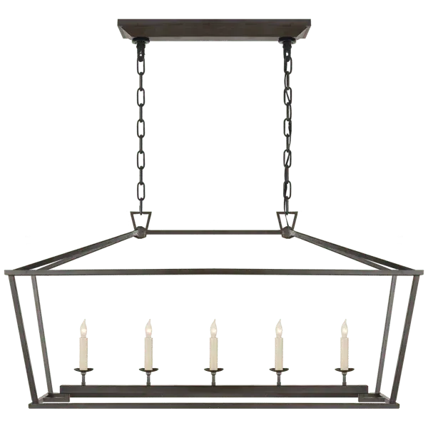 Medium Linear Lantern Pendant - Aged Iron, Steel