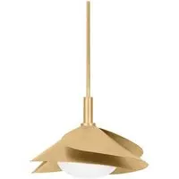 Medium Pendant Light Floral Design - Brass, Gold Leaf