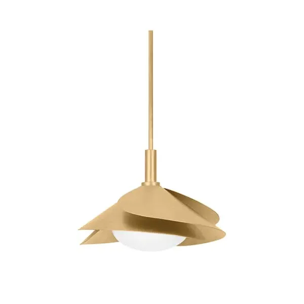 Medium Pendant Light Floral Design - Brass, Gold Leaf image
