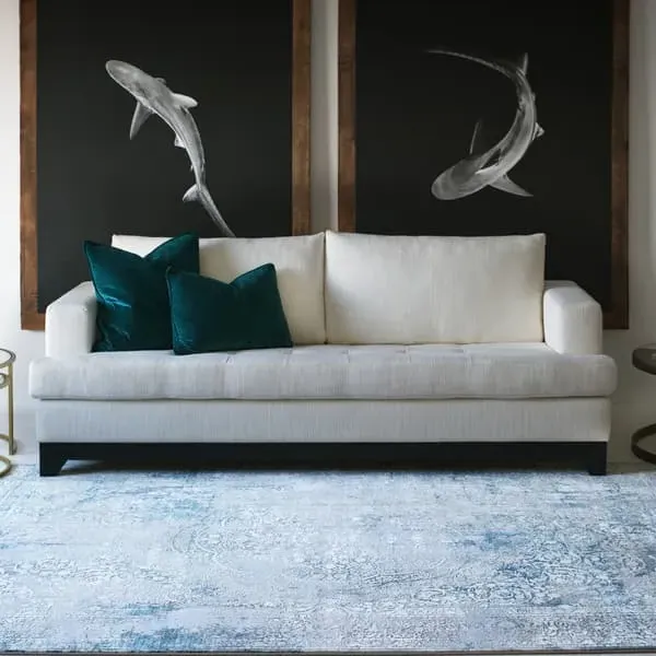 Medium Persian Medallion Rug - Grey Blue, Low Pile