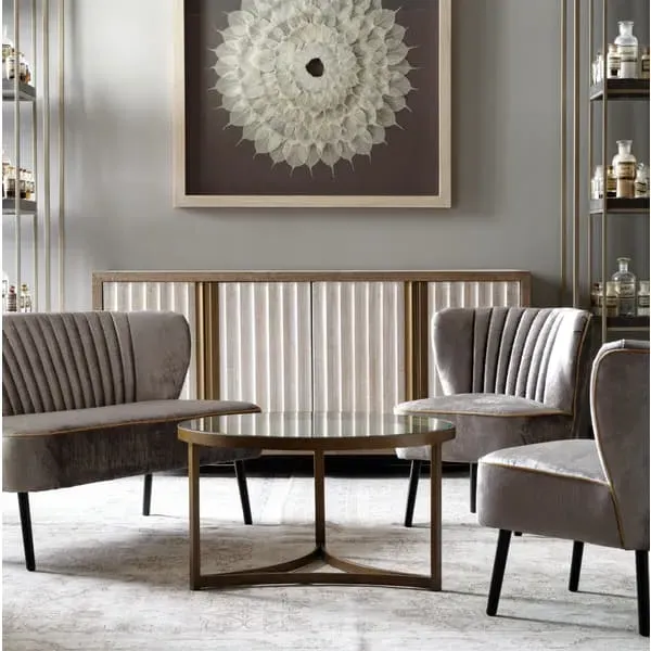 Medium Round Coffee Table - Brass, Glass