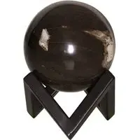 Medium Sphere with Geometric Stand - Natural, Petrified Wood