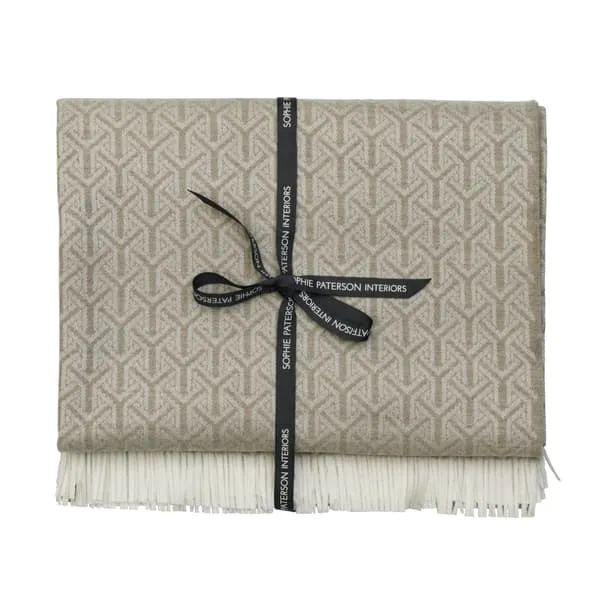 Medium Throw with Fringe - Latte, Merino Wool image