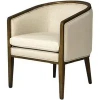 Mid-Century Armchair with Wood Frame - Light Neutral, Linen