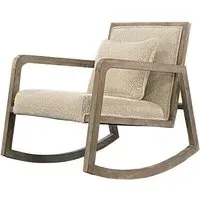 Mid-Century Rocking Chair - White, Boucle