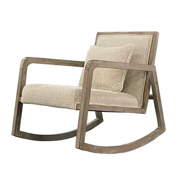 Mid-Century Rocking Chair - White, Boucle image