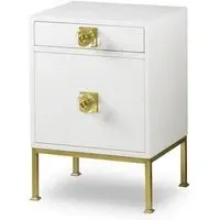 Millie Bedside Table with Gold Handles - White, Lacquer