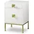 Millie Bedside Table with Gold Handles - White, Lacquer